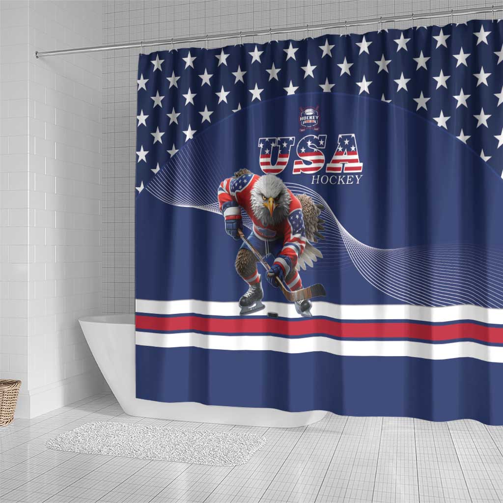 USA Ice Hockey Shower Curtain Eagle Mascot