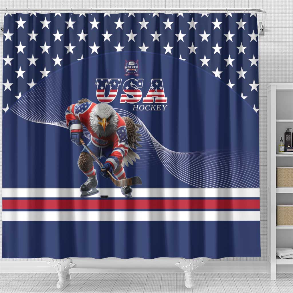 USA Ice Hockey Shower Curtain Eagle Mascot