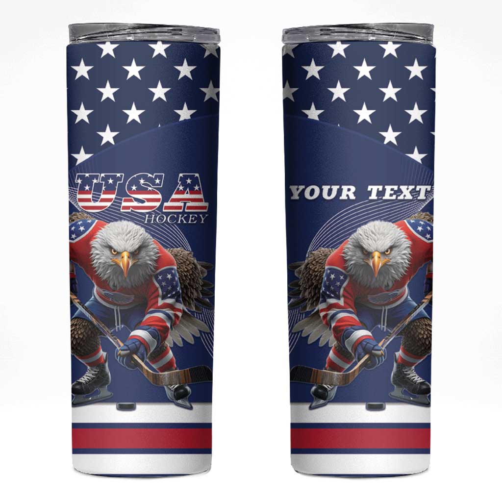 Custom USA Ice Hockey Skinny Tumbler Eagle Mascot