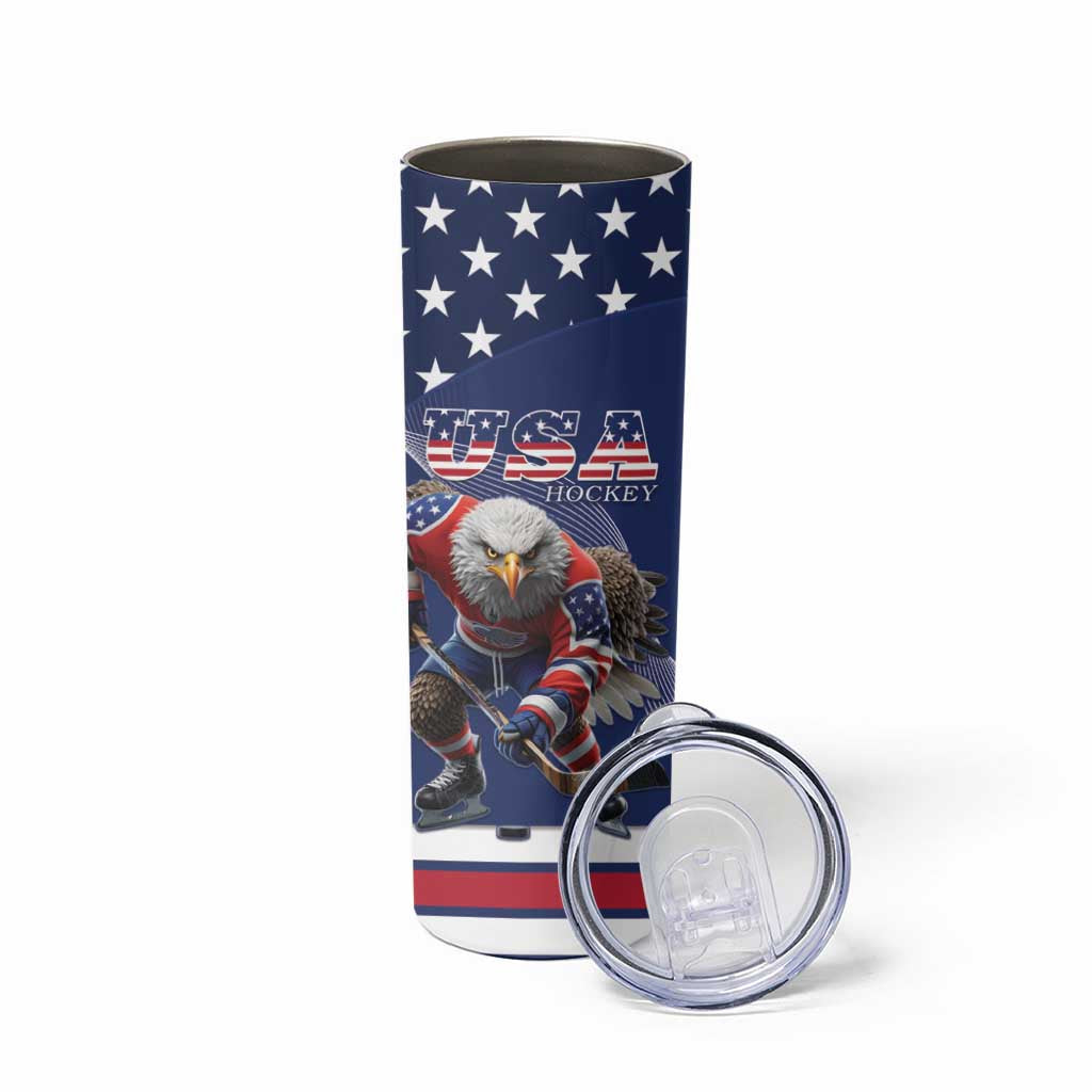 Custom USA Ice Hockey Skinny Tumbler Eagle Mascot