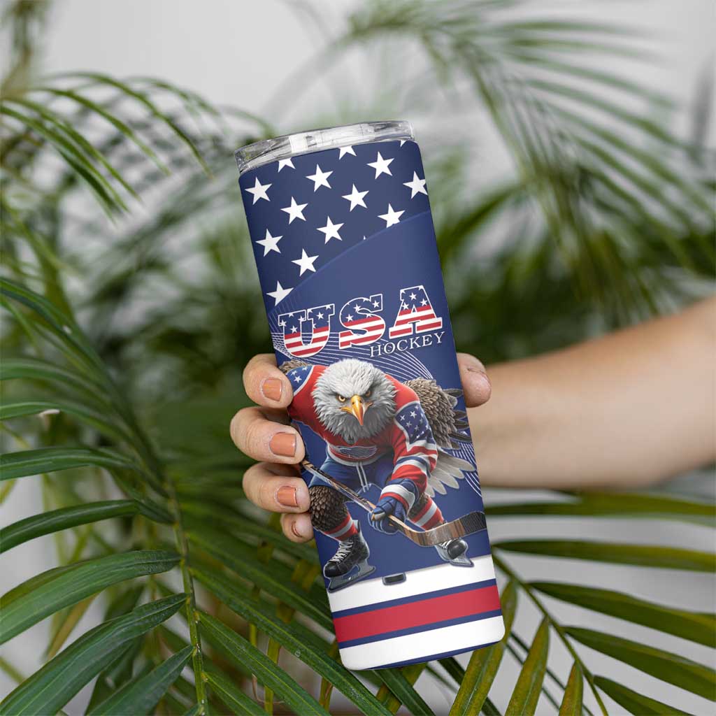 Custom USA Ice Hockey Skinny Tumbler Eagle Mascot