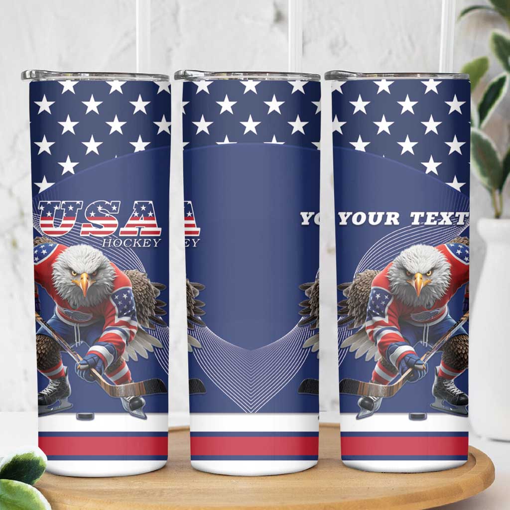 Custom USA Ice Hockey Skinny Tumbler Eagle Mascot