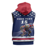 Custom USA Ice Hockey Sleeveless Hoodie Eagle Mascot