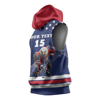 Custom USA Ice Hockey Sleeveless Hoodie Eagle Mascot