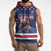 Custom USA Ice Hockey Sleeveless Hoodie Eagle Mascot