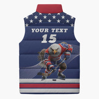 Custom USA Ice Hockey Sleeveless Puffer Jacket Eagle Mascot