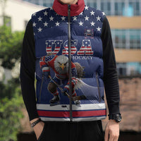 Custom USA Ice Hockey Sleeveless Puffer Jacket Eagle Mascot