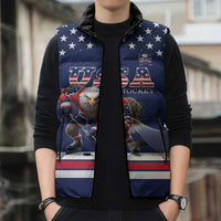 Custom USA Ice Hockey Sleeveless Puffer Jacket Eagle Mascot