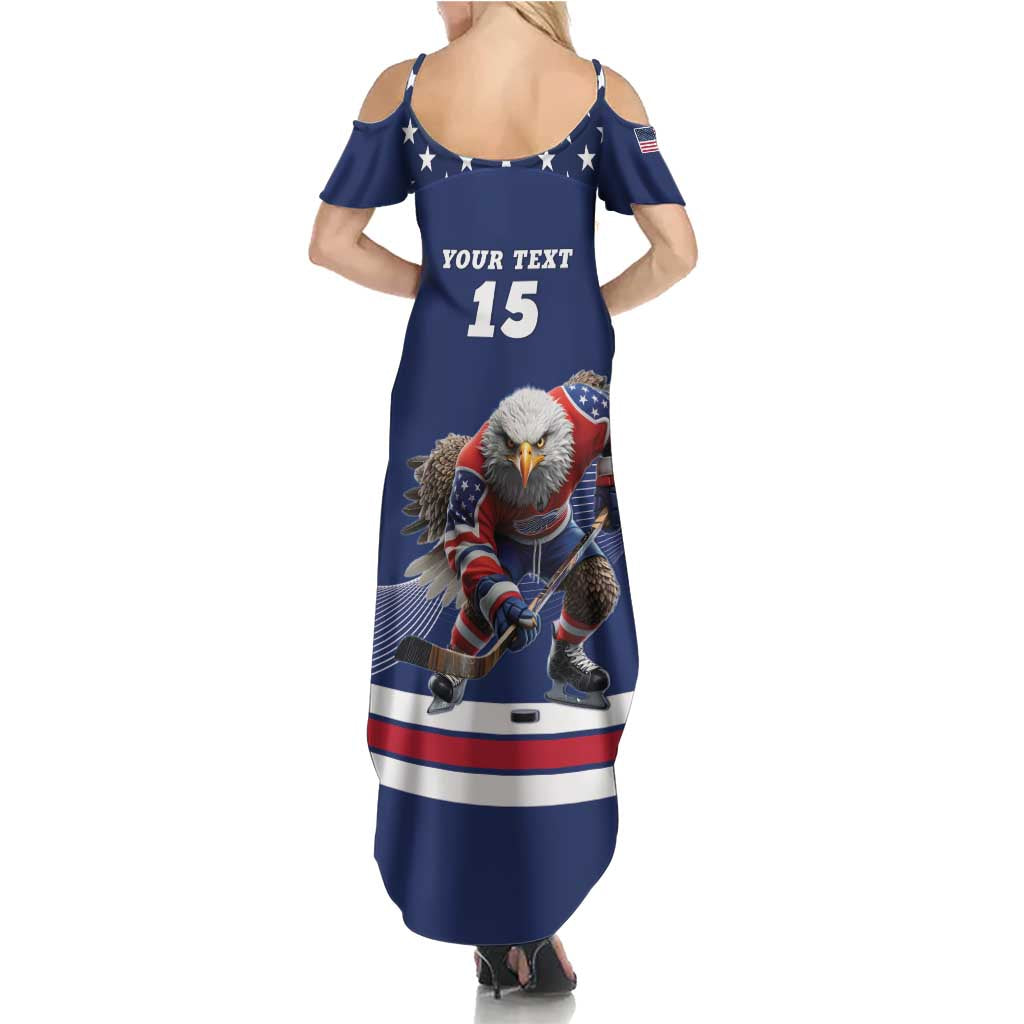 Custom USA Ice Hockey Summer Maxi Dress Eagle Mascot