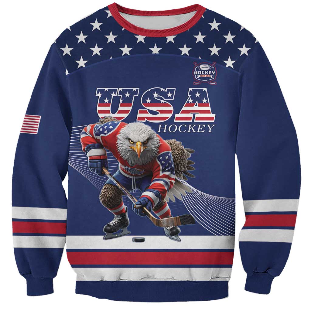 Custom USA Ice Hockey Sweatshirt Eagle Mascot