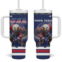 Custom USA Ice Hockey Tumbler With Handle Eagle Mascot