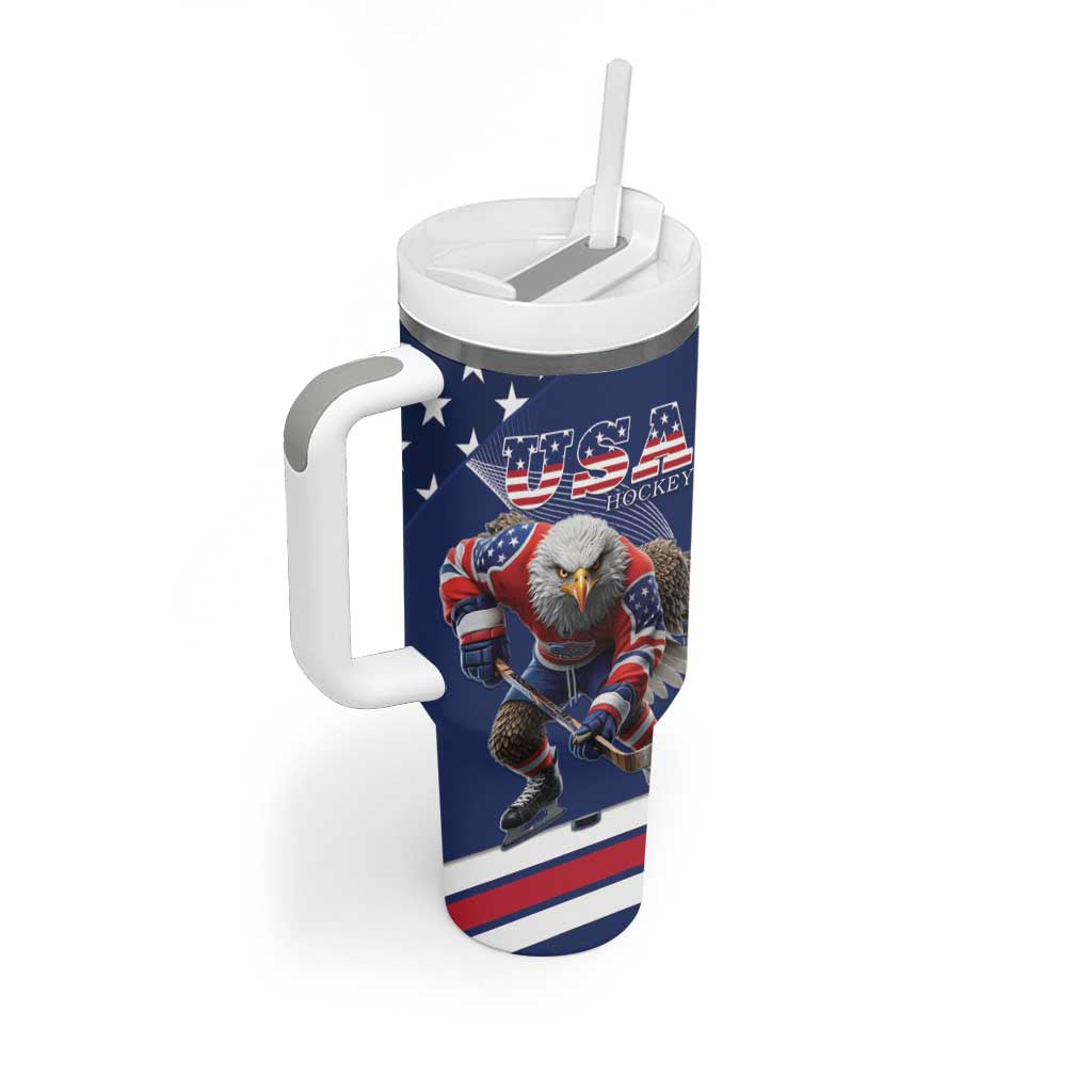 Custom USA Ice Hockey Tumbler With Handle Eagle Mascot
