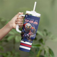 Custom USA Ice Hockey Tumbler With Handle Eagle Mascot