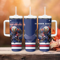 Custom USA Ice Hockey Tumbler With Handle Eagle Mascot