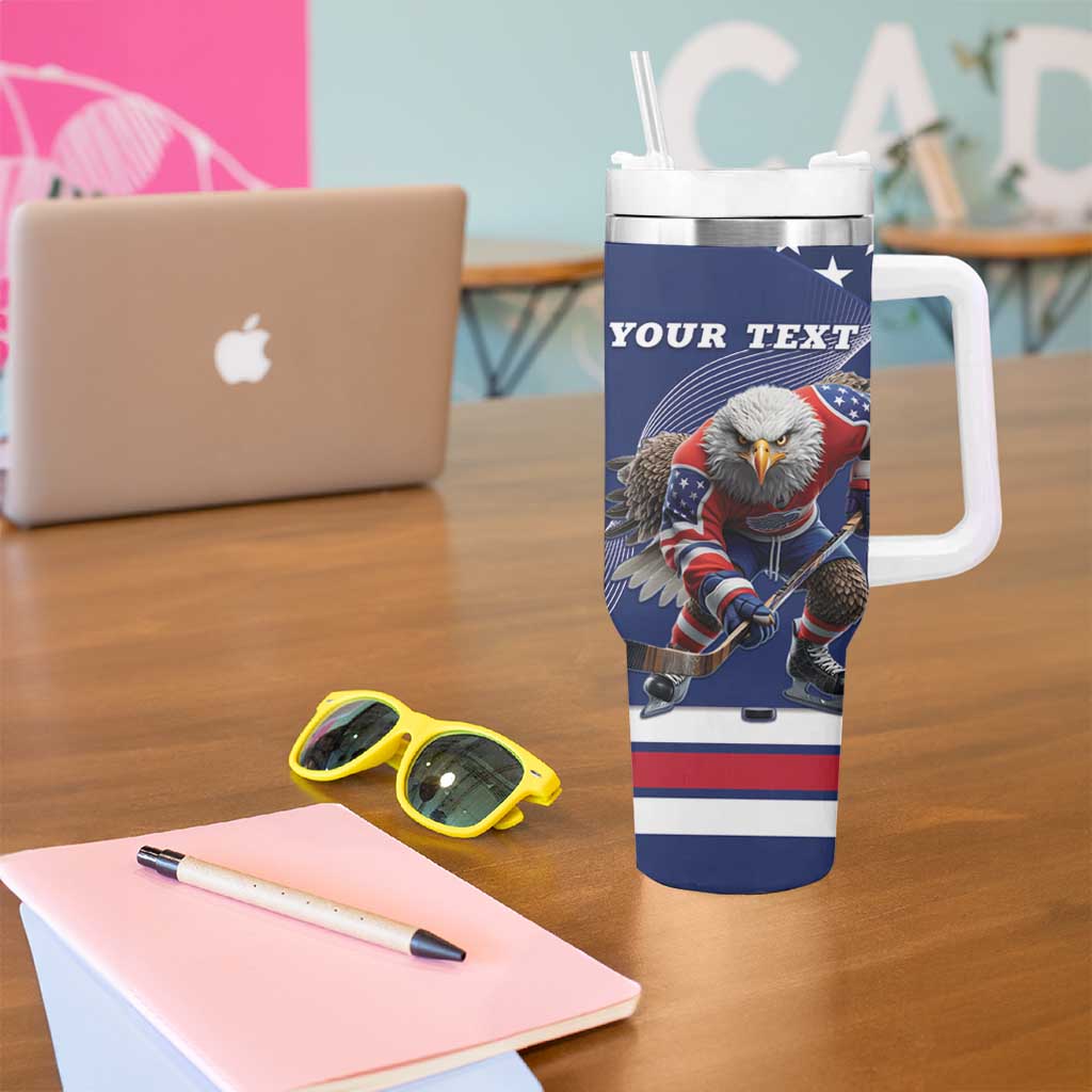 Custom USA Ice Hockey Tumbler With Handle Eagle Mascot
