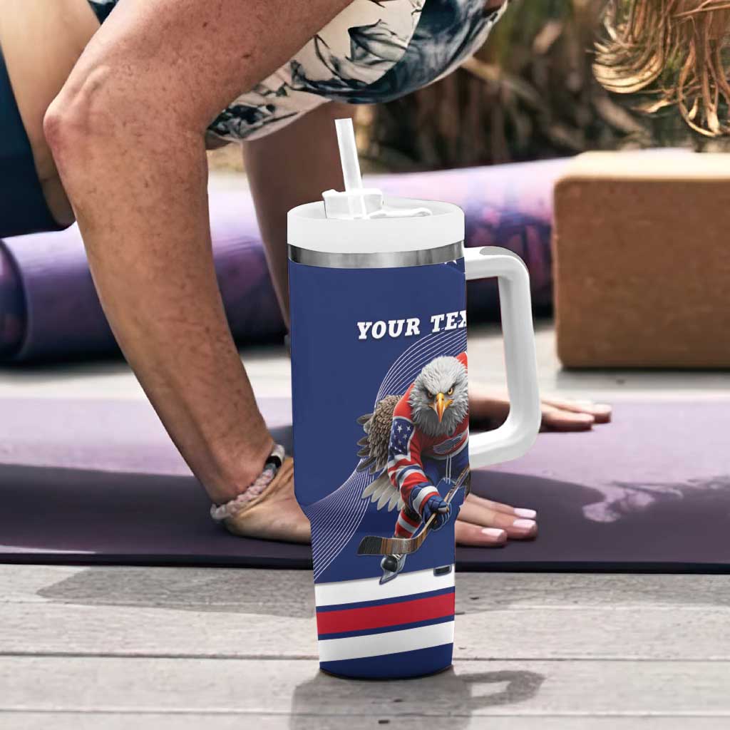 Custom USA Ice Hockey Tumbler With Handle Eagle Mascot