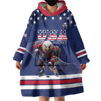 Custom USA Ice Hockey Wearable Blanket Hoodie Eagle Mascot