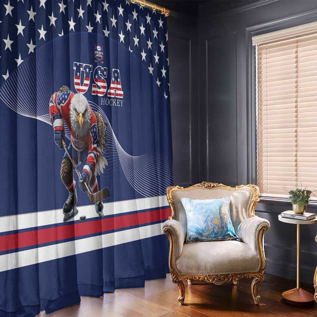 USA Ice Hockey Window Curtain Eagle Mascot