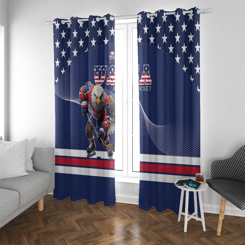 USA Ice Hockey Window Curtain Eagle Mascot