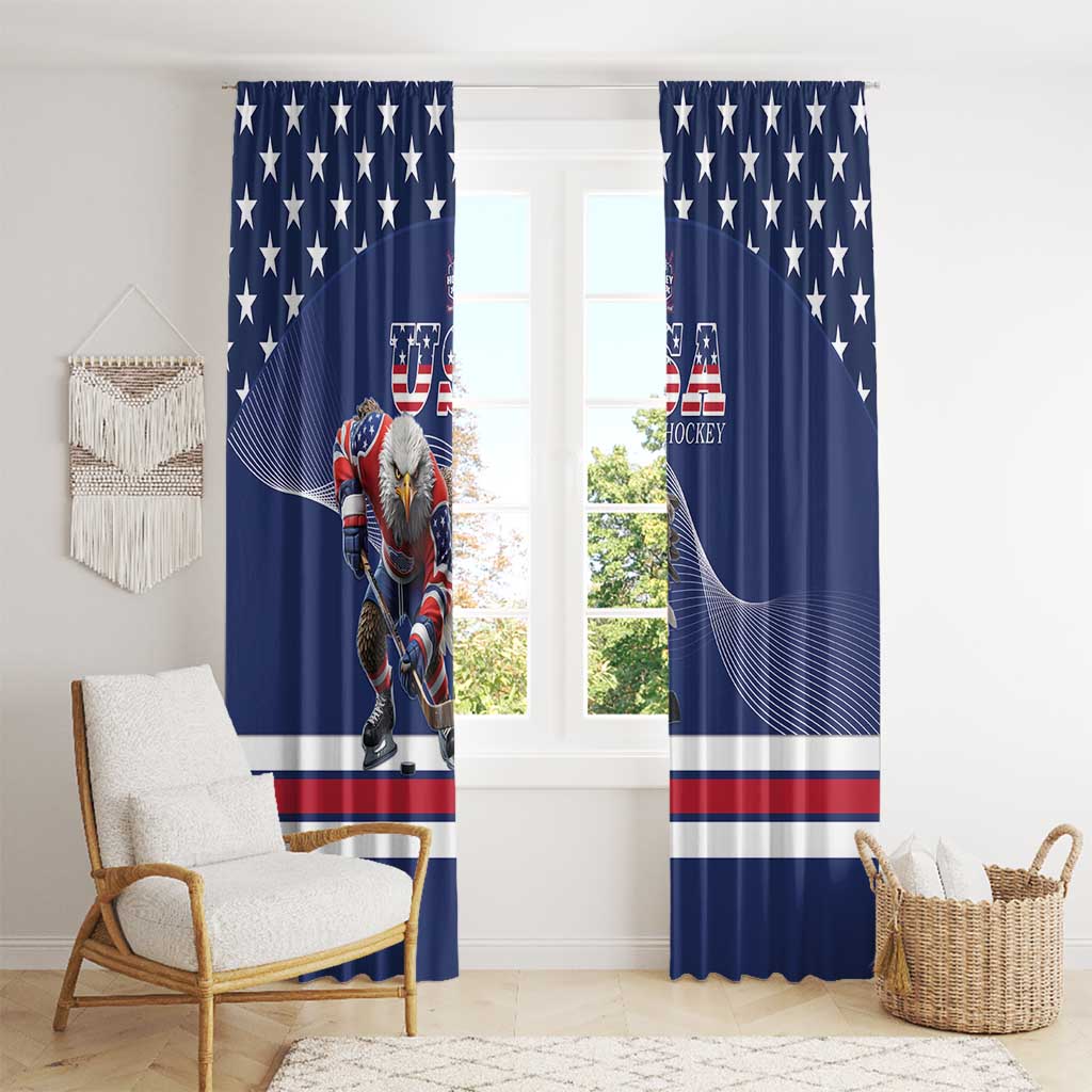 USA Ice Hockey Window Curtain Eagle Mascot