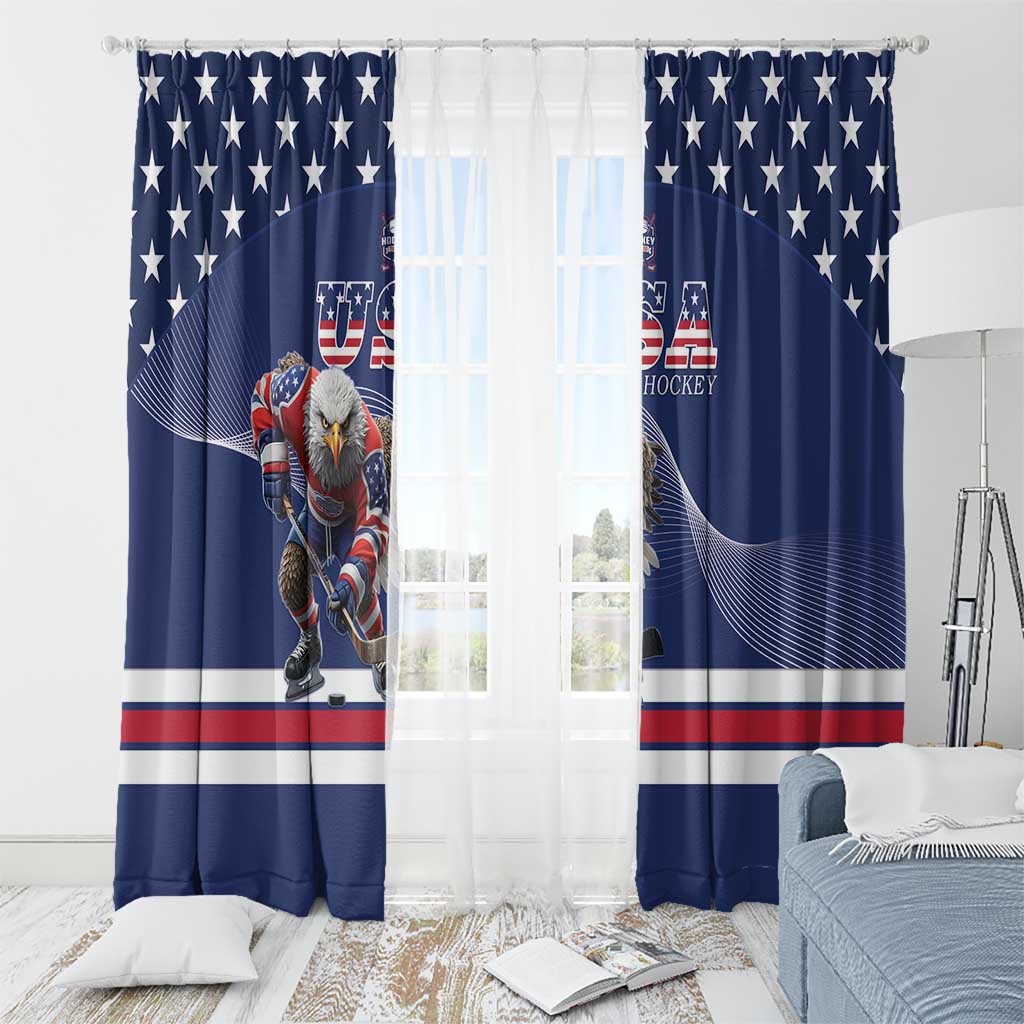 USA Ice Hockey Window Curtain Eagle Mascot