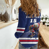 Custom USA Ice Hockey Women Casual Shirt Eagle Mascot