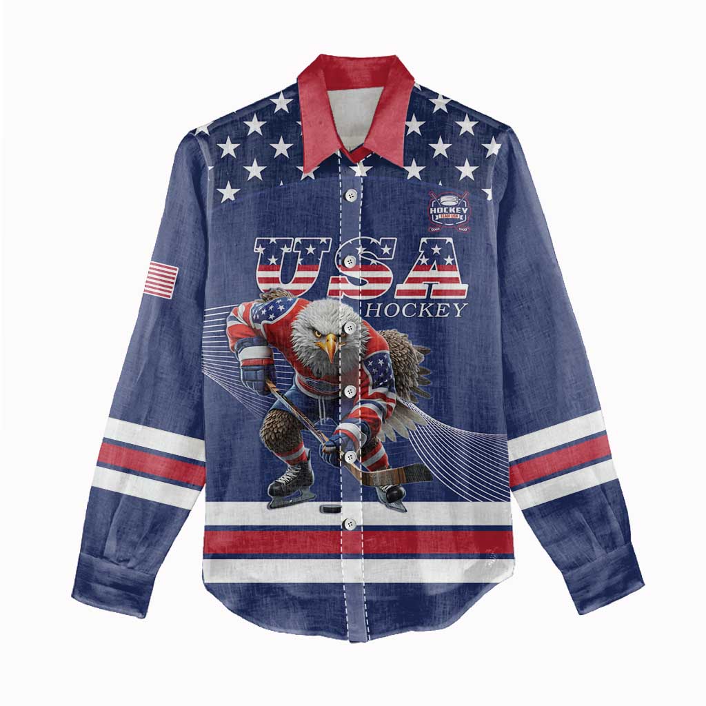 Custom USA Ice Hockey Women Casual Shirt Eagle Mascot