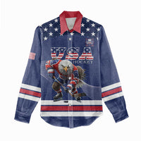 Custom USA Ice Hockey Women Casual Shirt Eagle Mascot