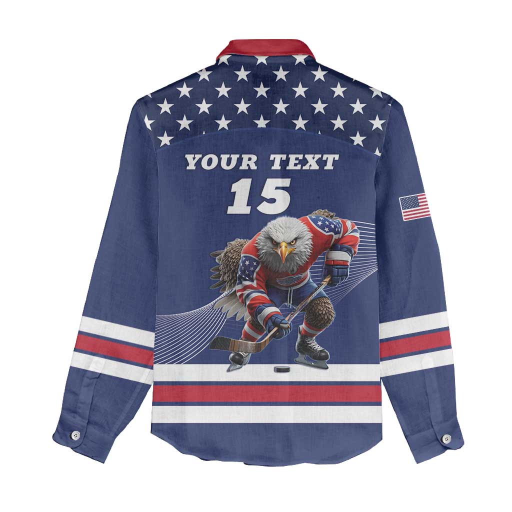 Custom USA Ice Hockey Women Casual Shirt Eagle Mascot
