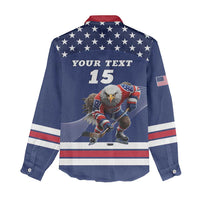 Custom USA Ice Hockey Women Casual Shirt Eagle Mascot