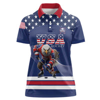 Custom USA Ice Hockey Women Polo Shirt Eagle Mascot