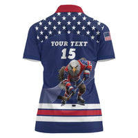 Custom USA Ice Hockey Women Polo Shirt Eagle Mascot