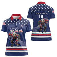 Custom USA Ice Hockey Women Polo Shirt Eagle Mascot
