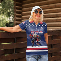 Custom USA Ice Hockey Women Polo Shirt Eagle Mascot