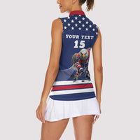Custom USA Ice Hockey Women Sleeveless Polo Shirt Eagle Mascot