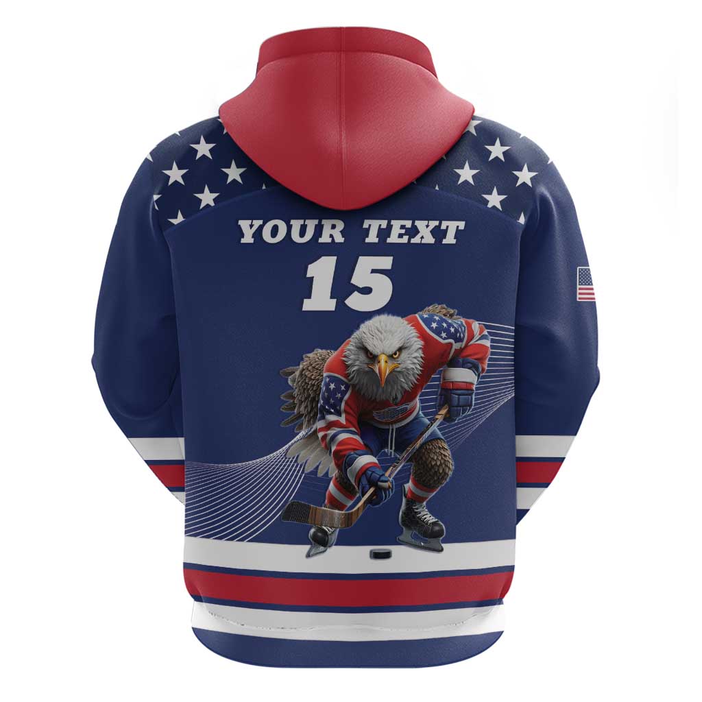 Custom USA Ice Hockey Zip Hoodie Eagle Mascot