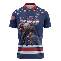 Custom USA Ice Hockey Zipper Polo Shirt Eagle Mascot