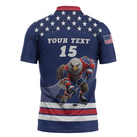 Custom USA Ice Hockey Zipper Polo Shirt Eagle Mascot