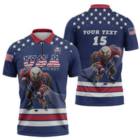 Custom USA Ice Hockey Zipper Polo Shirt Eagle Mascot