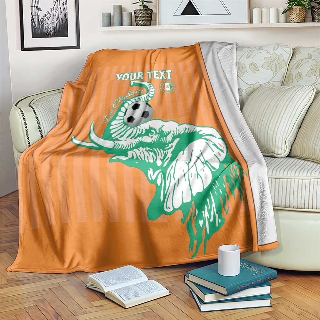 Custom Ivory Coast Football Blanket Come On Elephants