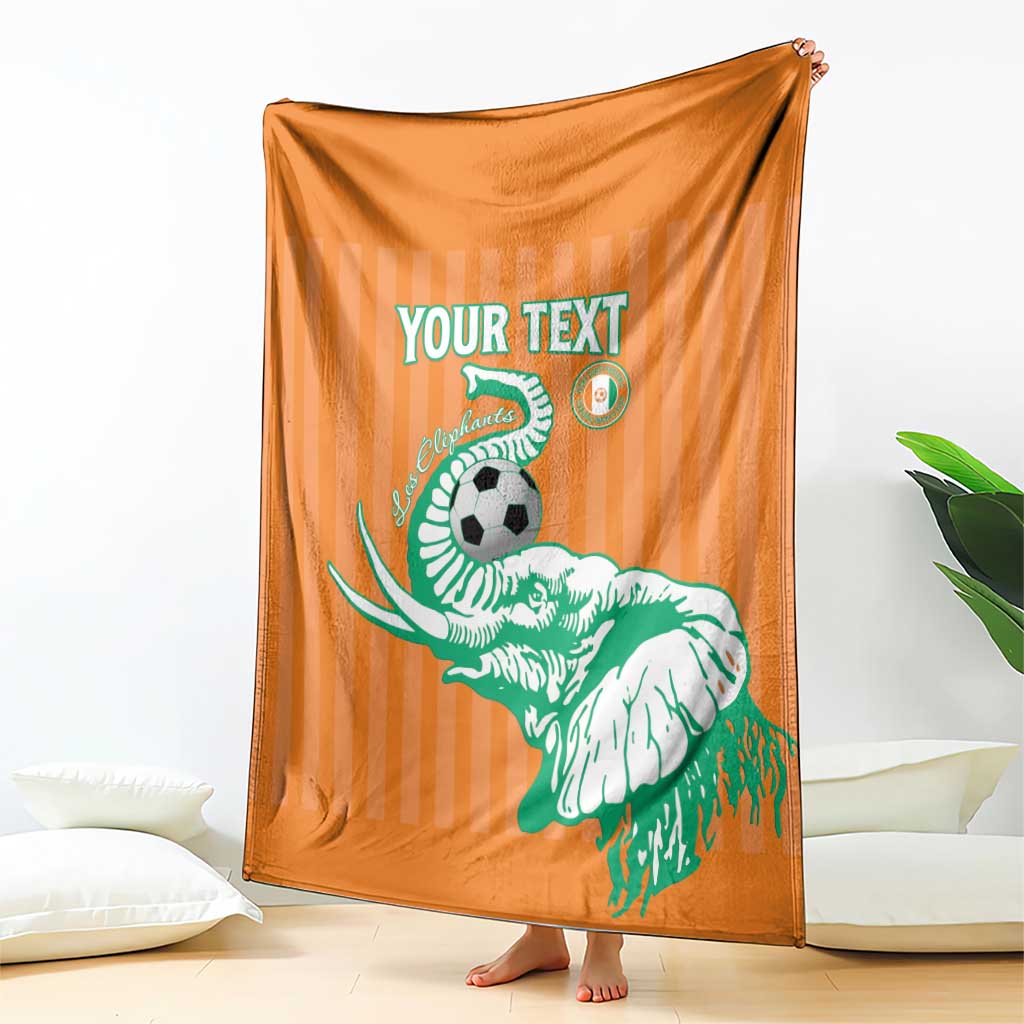 Custom Ivory Coast Football Blanket Come On Elephants