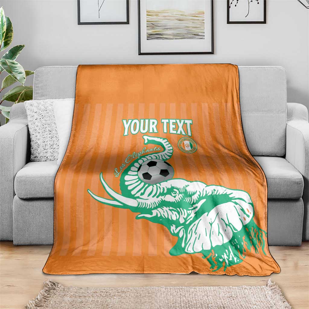 Custom Ivory Coast Football Blanket Come On Elephants