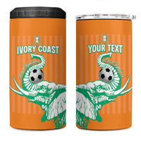 Custom Ivory Coast Football 4 in 1 Can Cooler Tumbler Come On Elephants