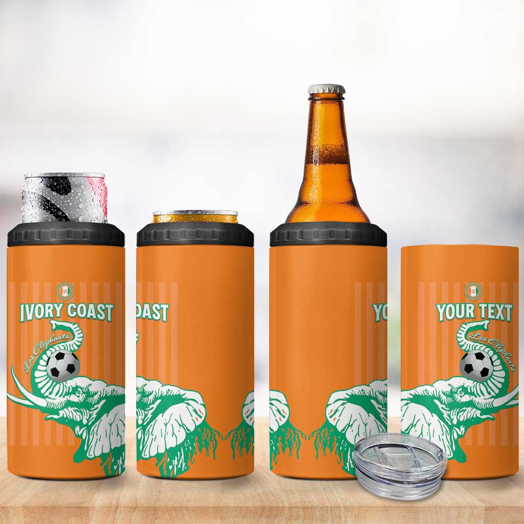 Custom Ivory Coast Football 4 in 1 Can Cooler Tumbler Come On Elephants