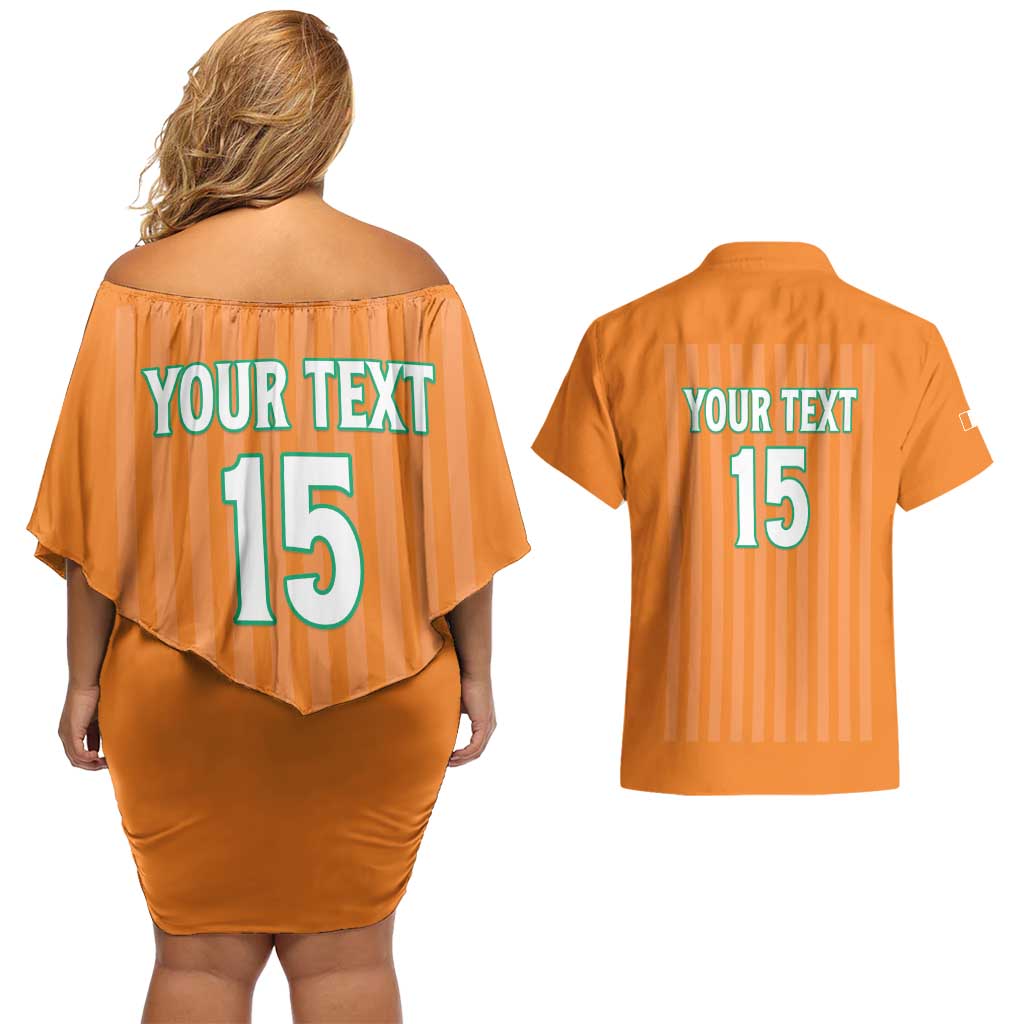Custom Ivory Coast Football Couples Matching Off Shoulder Short Dress and Hawaiian Shirt Come On Elephants