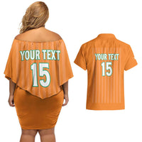 Custom Ivory Coast Football Couples Matching Off Shoulder Short Dress and Hawaiian Shirt Come On Elephants