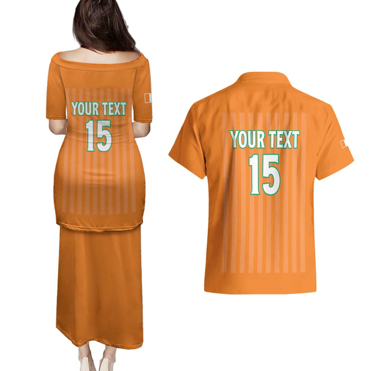 Custom Ivory Coast Football Couples Matching Puletasi and Hawaiian Shirt Come On Elephants