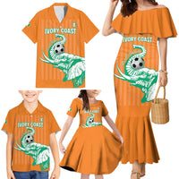 Custom Ivory Coast Football Family Matching Mermaid Dress and Hawaiian Shirt Come On Elephants