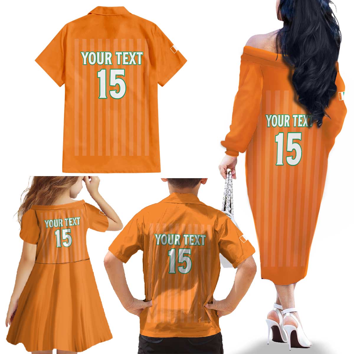 Custom Ivory Coast Football Family Matching Off The Shoulder Long Sleeve Dress and Hawaiian Shirt Come On Elephants