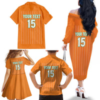 Custom Ivory Coast Football Family Matching Off The Shoulder Long Sleeve Dress and Hawaiian Shirt Come On Elephants